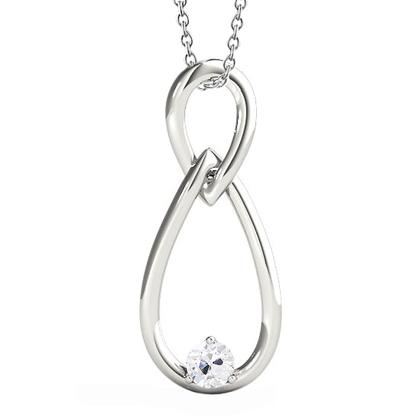 White Gold Old Miner Solitaire Diamond Pendant