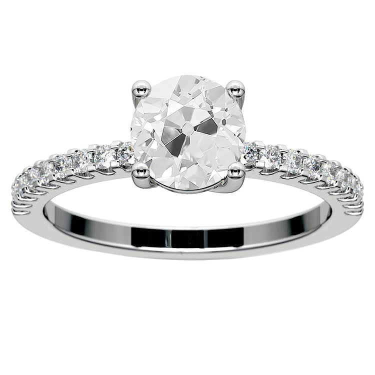 White Gold Anniversary Ring Round Old Miner Diamonds