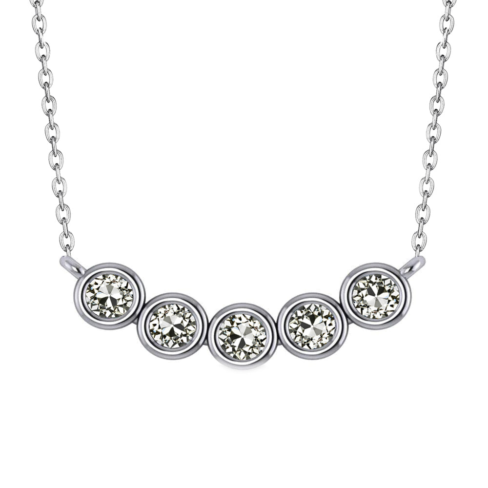 White Gold Diamond Pendant 5 Ct Bezel Set Round Old Miner