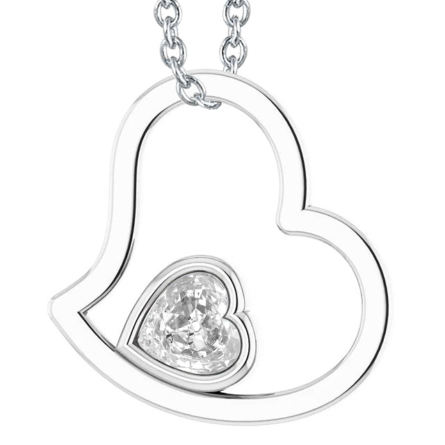 White Gold Diamond Pendant Old Miner Cut Bezel Set