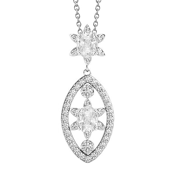 Diamond Pendant With Chain Round & Oval Old Mine