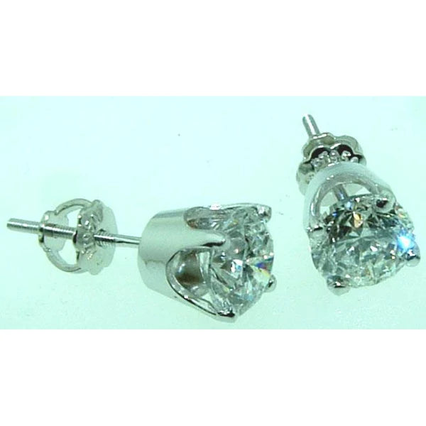 2 Carats Diamond Studs Earrings Crown Setting Women Jewelry