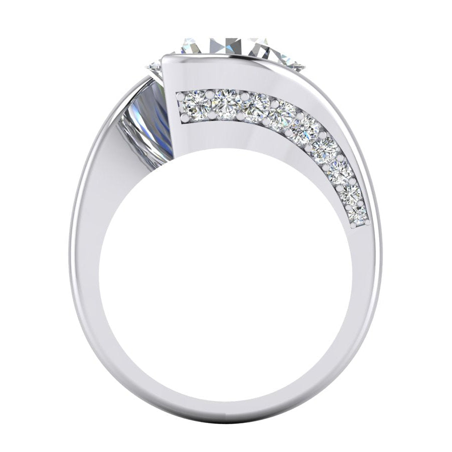 Natural Diamond Engagement Ring Tension Like With Accents