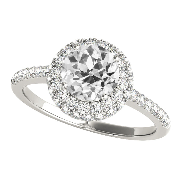 White Gold Halo Old Cut Round Diamond Ring