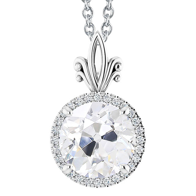 Halo Round Old Miner Diamond Pendant