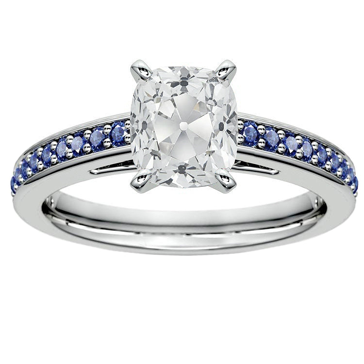 White Gold Old Miner Cushion Diamond Ring