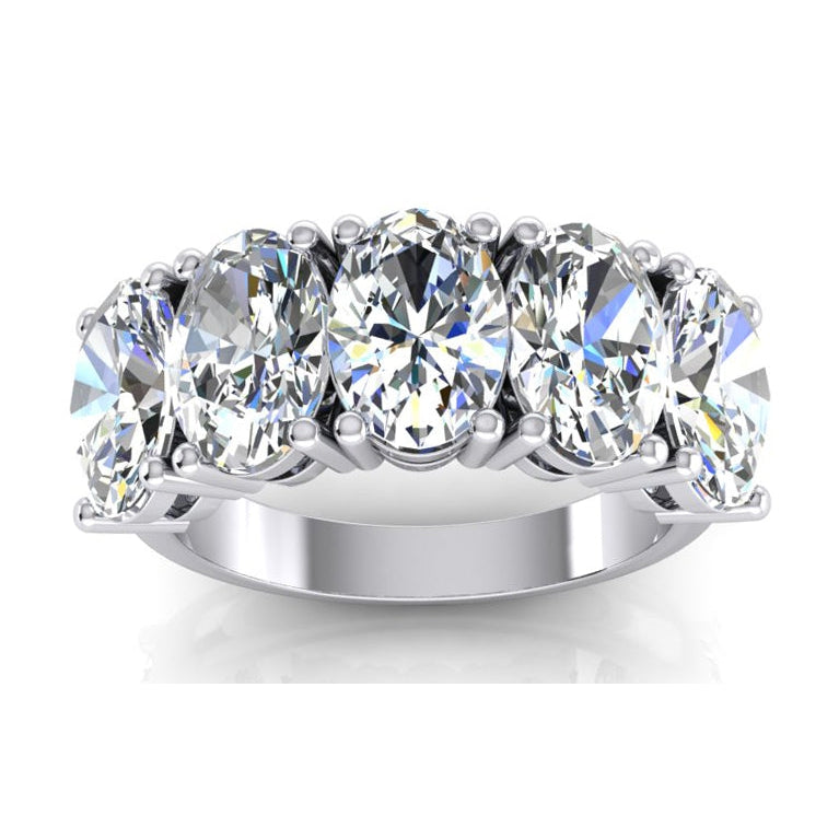 Lady’s Elegant Sparkling Unique Engagement White Gold Anniversary Ring 5 Stone Diamond Anniversary Band Gold Oval Cut Jewelry White Gold Oval Diamond Ring