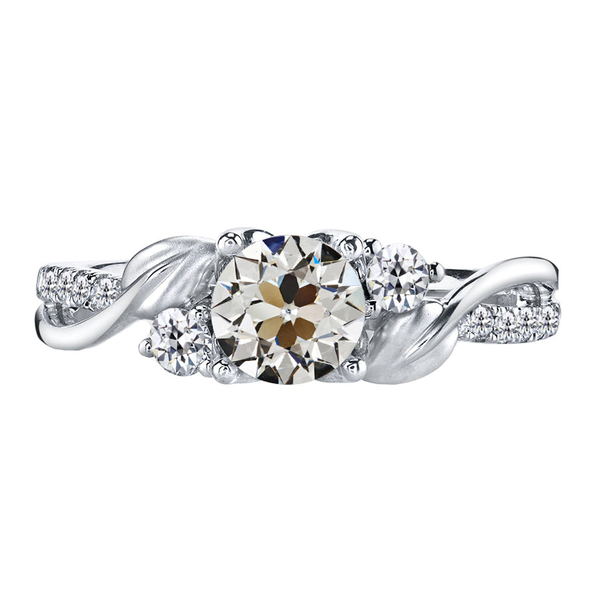 White Gold Round Diamond Old Mine Cut Anniversary Ring 3.50 Carats