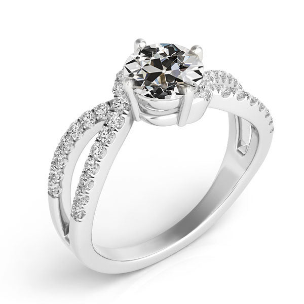 Antique Fancy Lady’s Style White Elegant Gold Anniversary White Gold Round Old Mine Cut Diamond Ring