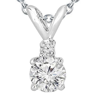 White Round Lab Grown Diamond Pendant Necklace 2.25 Carat White Gold 14K