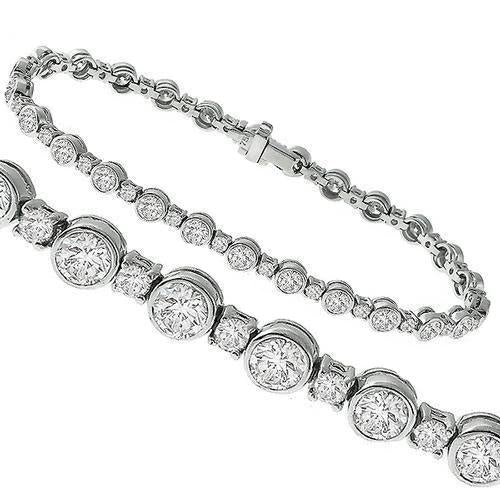White Gold 3.40 Ct Round Cut Lab Grown Diamond Ladies Tennis Bracelet Solid