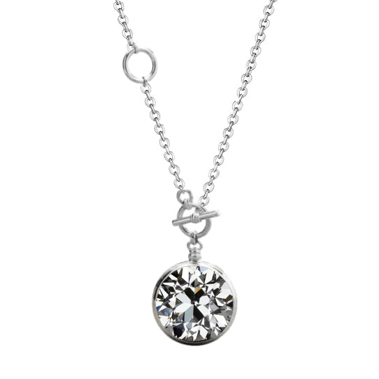 Women Charm Pendant 1.50 Ct Diamond Antique Cut Necklace