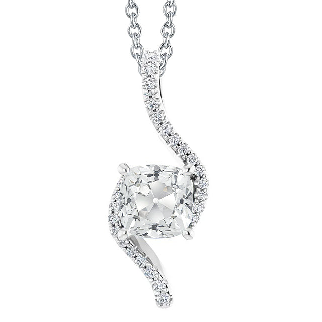 Women Diamond Pendant Slide Old Miner Cut