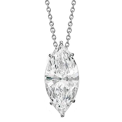 Women Marquise Cut Real Natural Earth Mined Diamond Necklace Pendant 2 Carats White Gold 14K