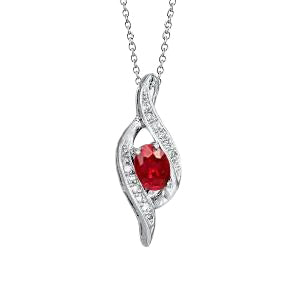 Women Necklace Pendant 1.70 Carats Ruby With Natural Earth Mined Diamonds White Gold 14K