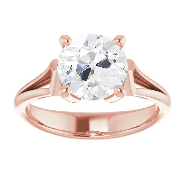 Women Solitaire Ring Round Old Miner