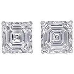 Women Stud Earring Asscher Cut Real Natural Earth Mined Diamond 2 Carats Gold 14K New