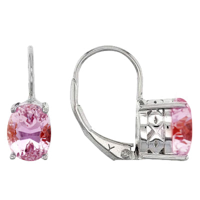 Women White Gold Hoop Earrings New LAdies Stylish Pink Kunzite