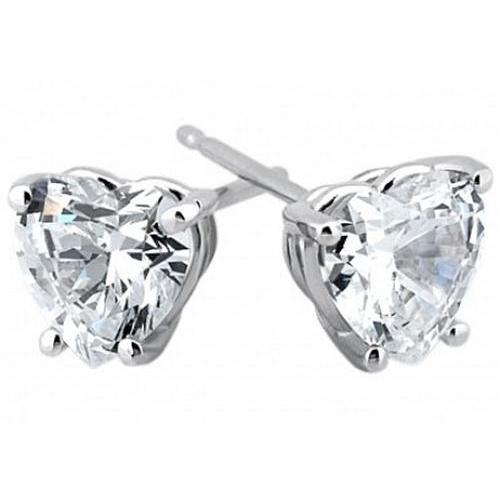 Women 14K White Gold Heart Cut Natural Earth Mined Diamond Stud Earrings 5 Ct Jewelry