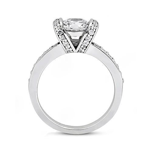 Princess Cut Sparkling Solitaire Ring with Accents White