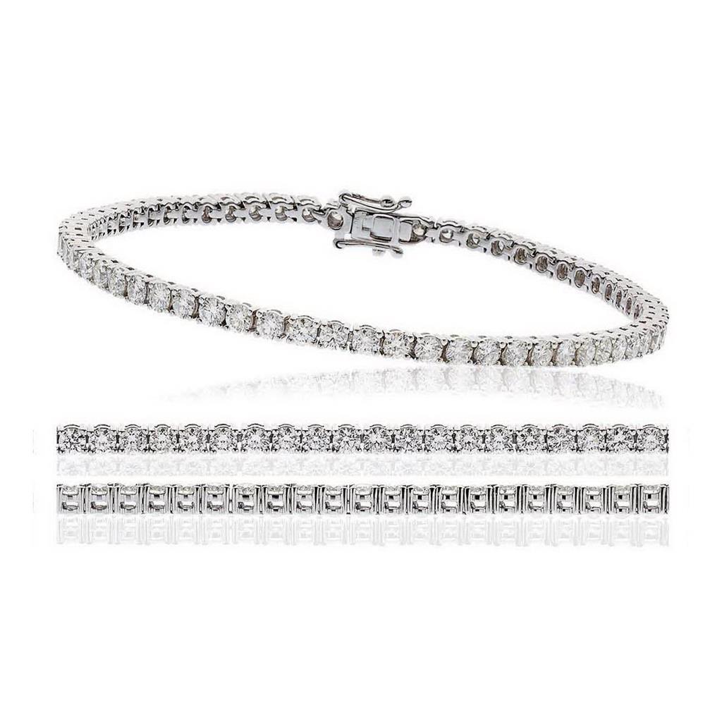 Women Tennis Bracelet 6.50 Carats Round Small Lab Grown Diamonds White Gold