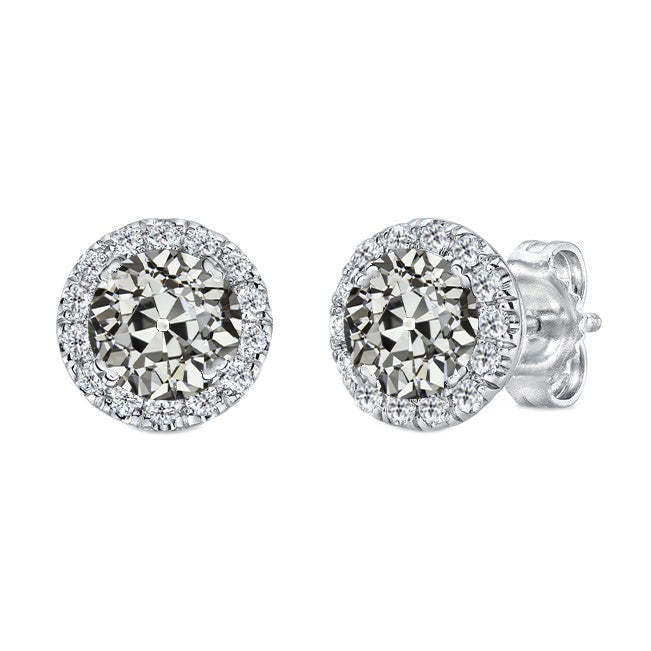 natural round diamond 4ct earring front view