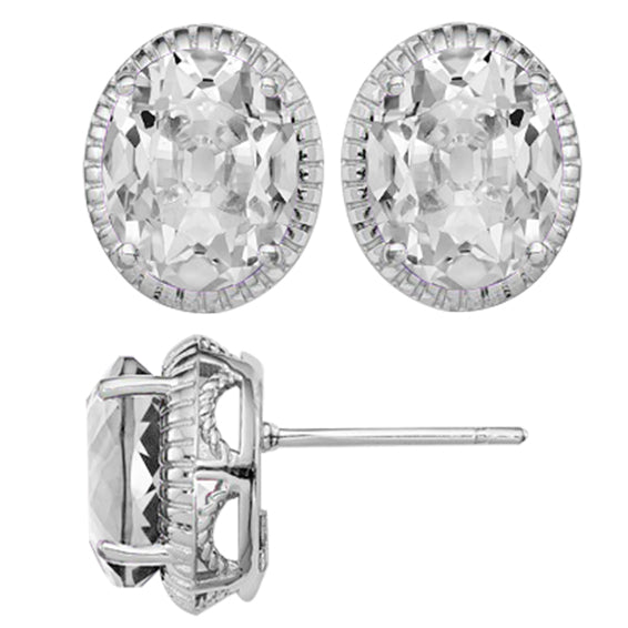 natural oval diamond 8ct earring front view