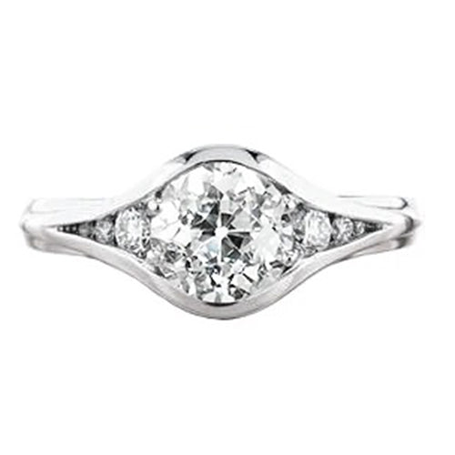 Women’s Old Mine Cut Round Diamond Ring Split Shank 1.25 Carats