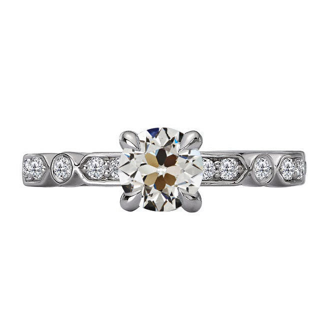 Lady’s Unique Style White Sparkling Weeding Engagement White gold Ring Round Old Mine Cut Diamond