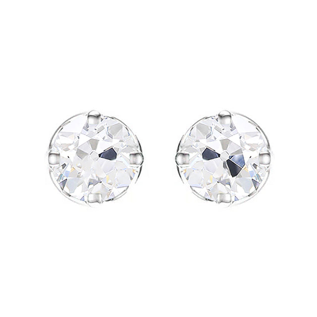 Women’s Solitaire Stud Earrings 4 Ct Round Old Cut Diamond