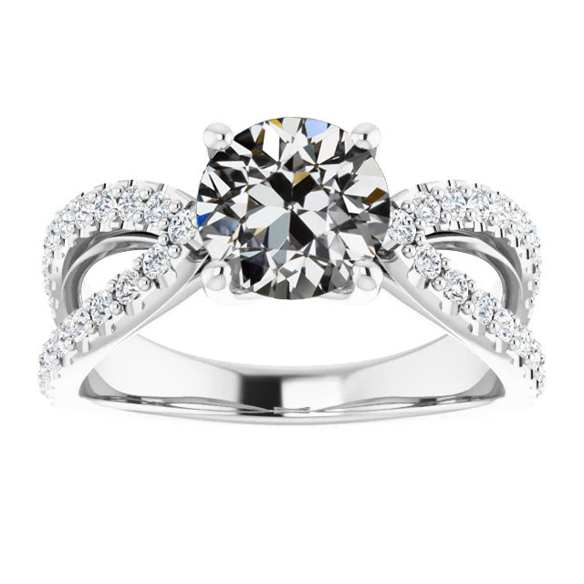 natural round diamond 3.50ct ring front view