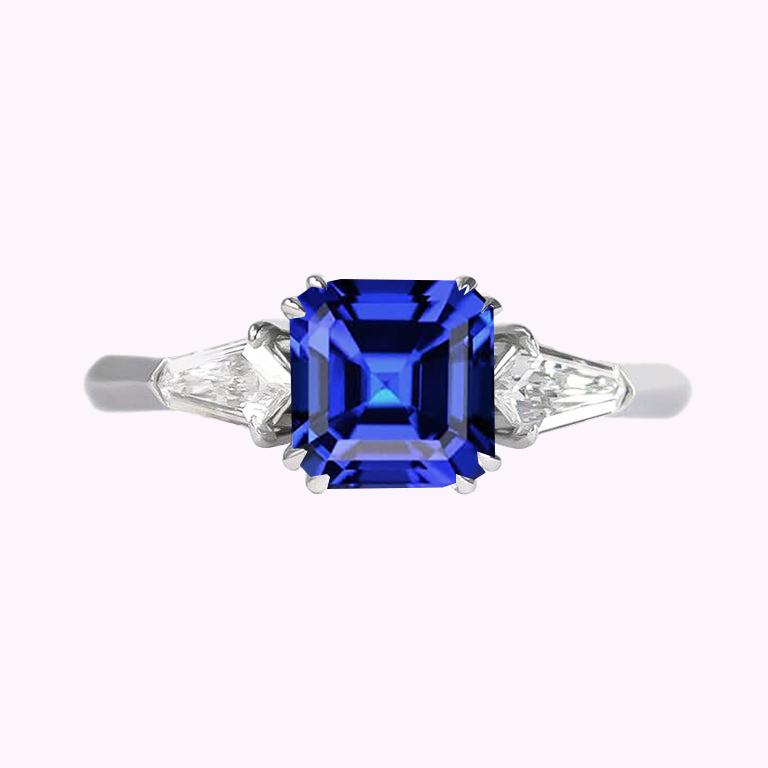 Woman's Weeding Anniversary Sapphire Ring Asscher Cut