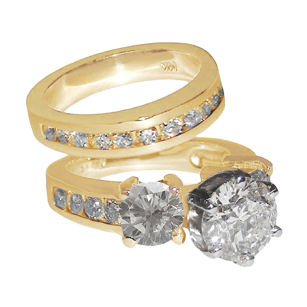 Yellow Gold Natural Earth Mined Diamond Ring Fancy Engagement Set 6.50 Carats