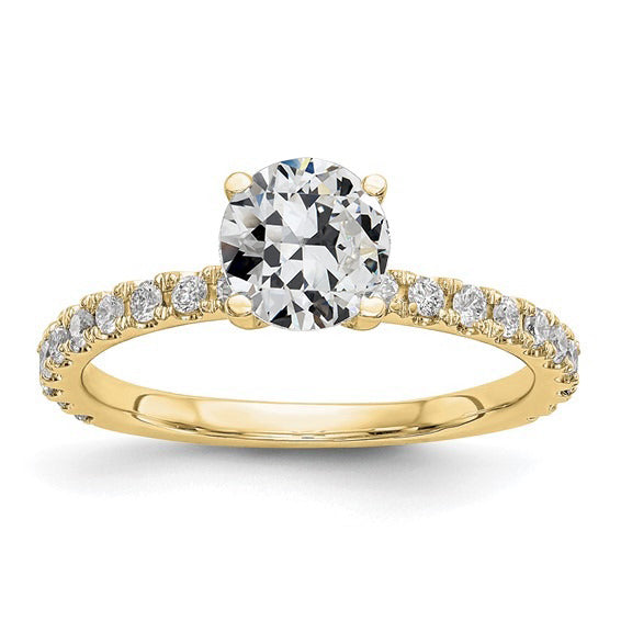 Yellow Gold Solitaire Ring With Accents Old Miner Cut Diamond