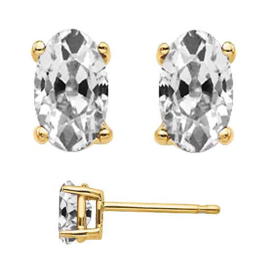 Yellow Gold Women's Studs Old Miner Oval Diamond Jewelry 9 Ct