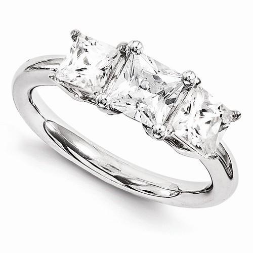 natural princess diamond 3.50ct ring front view
