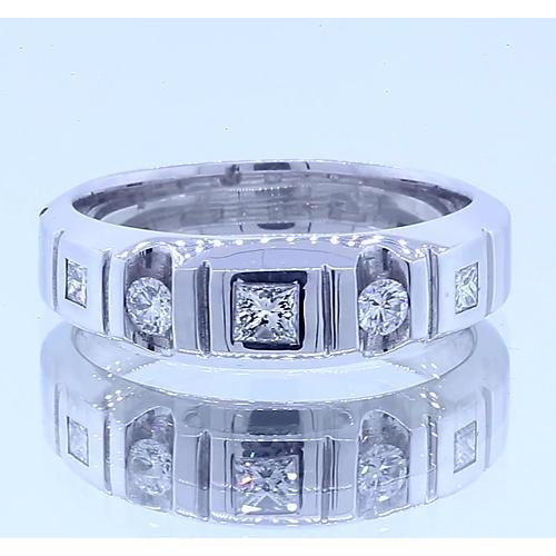 Anniversary Band Princess & Round Diamonds White Gold 14K 1 Carat Band