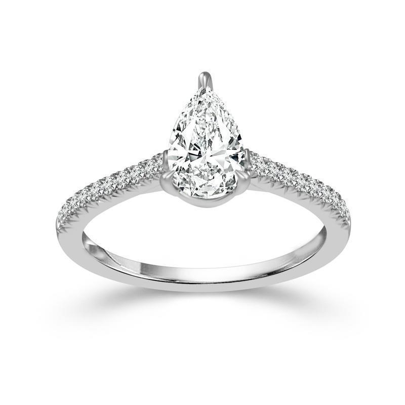 Anniversary Princess Cut White Elegant Woman's Solitaire Ring with Accents Diamond