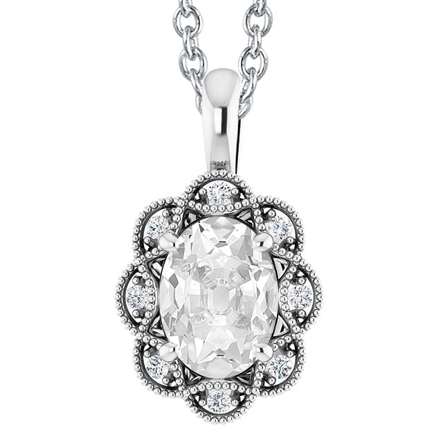Antique Style Diamond Pendant Old Miner Flower Style