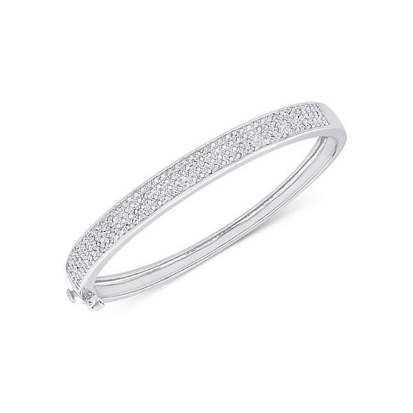 Bangle Bracelet 4 Carats Round Brilliant Cut Diamonds White Gold 14K Bangle
