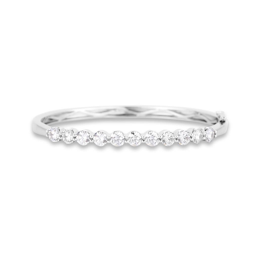 Bangle Sparkling Round Diamond 14K White Gold Jewelry Bangle