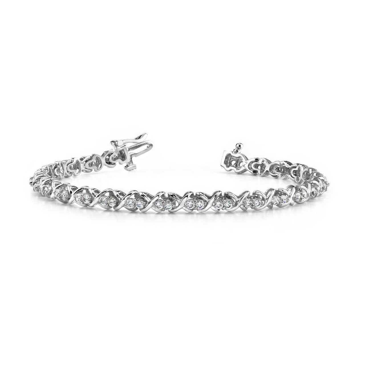 Beautiful Round Double Diamond X Style Link Bracelet White 5.20 Ct Tennis Bracelet