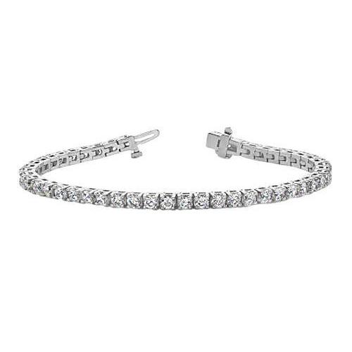 Beautiful Round Prong Set White Diamond Tennis Bracelet Solid Gold Tennis Bracelet