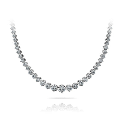 Beautiful White Round Diamond Tennis Necklace 12 Carats Women Gold Jewelry Necklace