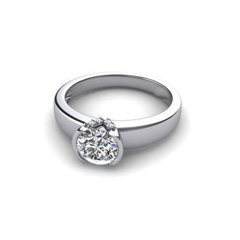 Sparkling Brilliant Cut Bezel Unique Solitaire White Gold Diamond Anniversary Ring