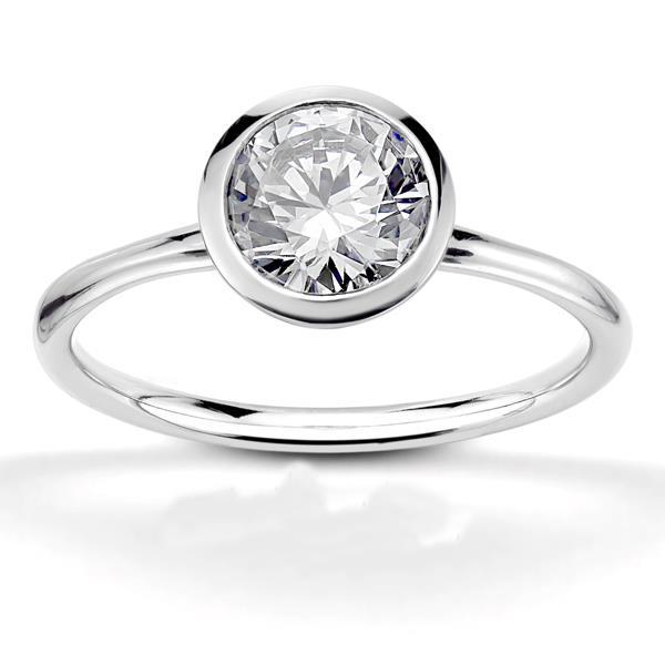 Bezel Set Lady’s Fancy Wedding Engagement White Gold Diamond Solitaire Ring