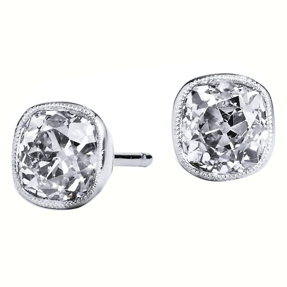 Old mine cut diamond earrings Clearance