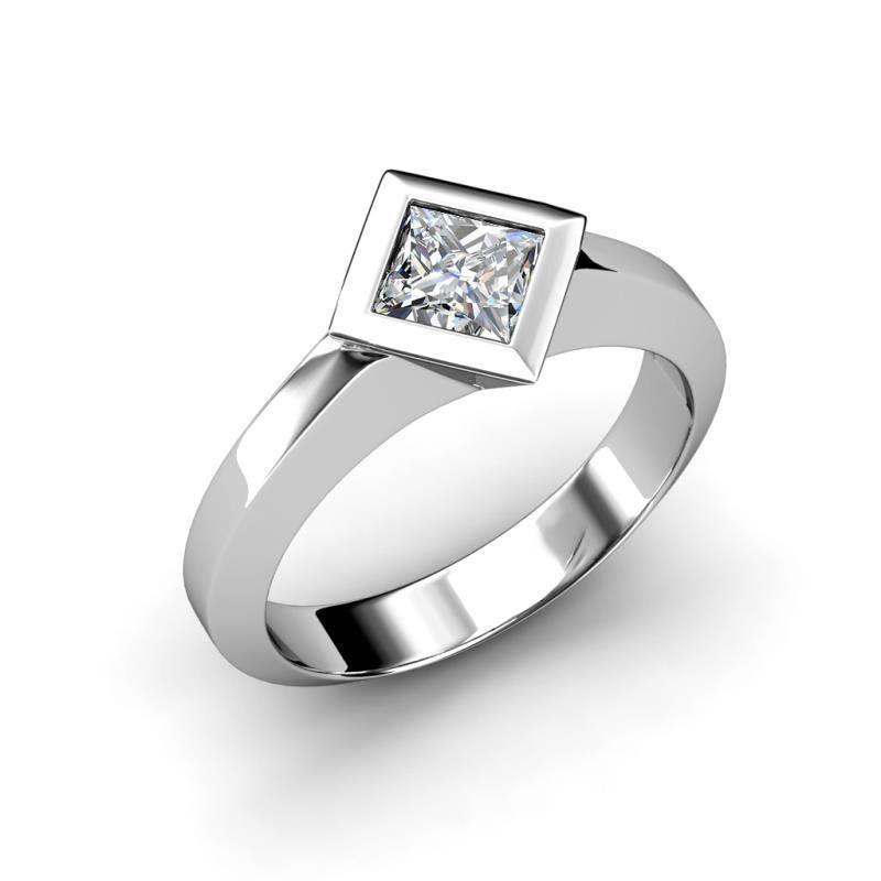 Bezel Set Solitaire Diamond Wedding Ring