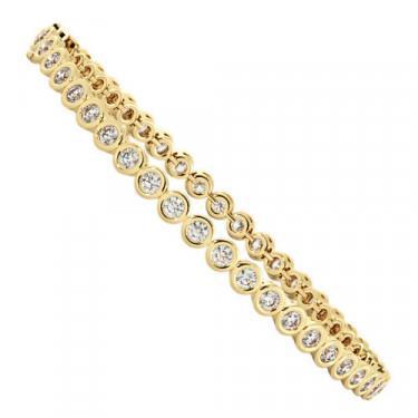 Bezel Set Round Cut 5.00 Carats Diamonds Tennis Bracelet Yg Tennis Bracelet