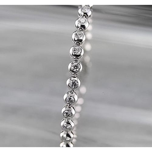 Bezel Tennis Bracelet 5 Carats White Gold 14K Tennis Bracelet